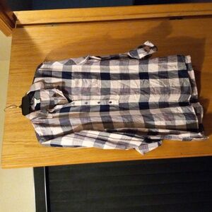 Womens jm sportswear shirt long sleeve blouse 100% rayon size Xl pink/blue